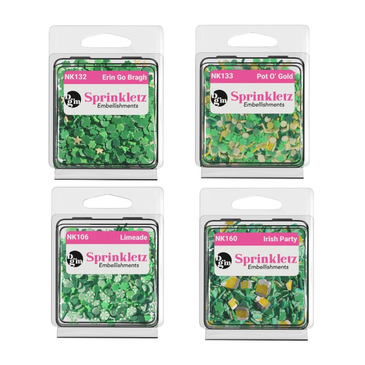 Buttons Galore and More Sprinkletz - Tiny Polymer Clay Embellishments - St. Patrick's Day Bundle 48 grams